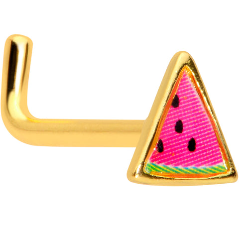 18G 5/16 Gold Tone Watermelon L Shaped Nose Ring