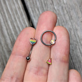 18G 5/16 Gold Tone Watermelon L Shaped Nose Ring