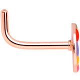 18G 5/16 Rose Gold Tone Rainbow Peace Sign L Shaped Nose Ring