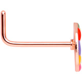 22G 5/16 Rose Gold Tone Rainbow Peace Sign L Shaped Nose Ring