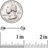 14G 5/8 Clear Gem Double Front Facing Barbell Nipple Ring Set