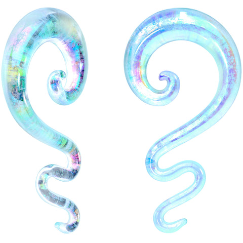 00G Iridescent Clear Glass Zig Zag Spiral Taper Set
