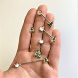14G 9/16 Red Gem Santa Christmas Tree Barbell Nipple Ring Set