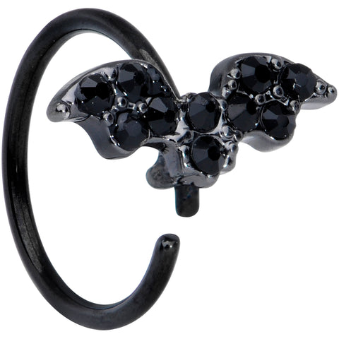 20G 5/16 Black Gem Black Bat Halloween Nose Hoop