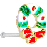 20G 1/4 Holiday Wreath Christmas Nose Bone