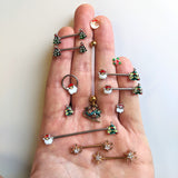 14G 5/8 Clear Gem Rose Gold Hue Snowflake Barbell Nipple Ring Set
