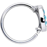 20G 5/16 Aqua CZ Gem Moon Heart Nose Hoop