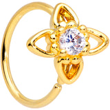 20G 5/16 Clear CZ Gem Gold Tone Open Flower Nose Hoop