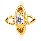 20G 5/16 Clear CZ Gem Gold Tone Open Flower Nose Hoop