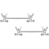 14G 9/16  Clear CZ Gem Crossed Golf Clubs Barbell Nipple Ring Set
