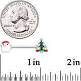 14G 9/16 Red Gem Santa Christmas Tree Barbell Nipple Ring Set