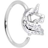 20G 5/16 Clear CZ Gem Silhouette Unicorn Nose Hoop