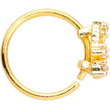 20G 5/16 Clear CZ Gem Gold Tone Circle Star Nose Hoop