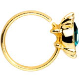 20G 5/16 Green Gem Gold Tone Teardrop Nose Hoop