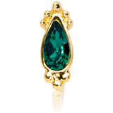 20G 5/16 Green Gem Gold Tone Teardrop Nose Hoop