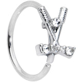 20G 5/16 Clear CZ Gem Crossed Golf Clubs Nose Hoop