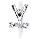 20G 5/16 Clear CZ Gem Crossed Golf Clubs Nose Hoop