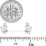 14G 9/16 Clear CZ Gem Bioplast Swan Queen Barbell Nipple Ring Set