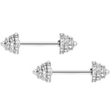 14G 9/16 Clear Gem Weightlifting Barbell Nipple Ring Set