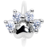 20G 5/16 Clear Gem Paw Print Cat Nose Hoop