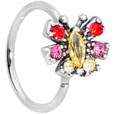 20G 5/16 Red Yellow Gem Art Deco Butterfly Nose Hoop