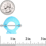 14G 29mm Iridescent Blue Scallop Shell Nautical Nipple Shield Set