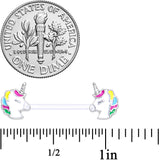 14G 9/16 Clear Bioplast Pastel Unicorn Barbell Nipple Ring Set