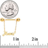 14G 1/2 Gold Tone Love Forever Chain Dangle Nipple Ring Set