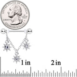 14G 1/2 Clear Gem Trio Stars Chain Dangle Nipple Ring Set