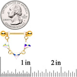 14G 3/4 Aurora Gem Gold Tone Triangle Dangle Nipple Ring Set