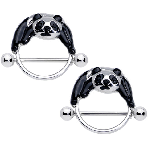 14G 7/8 Black Hugging Panda Nipple Shield Set