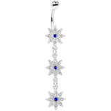Clear Blue Gem Triple Star Dangle Belly Ring