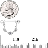 14G 3/4 Clear Gem Knotted Flower Dangle Nipple Ring Set