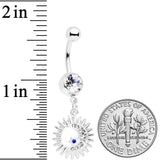 Clear Blue Gem Moon Sun Star Dangle Belly Ring