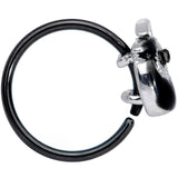 20G 1/4 Black Gem Black Grim Reaper Halloween Nose Hoop