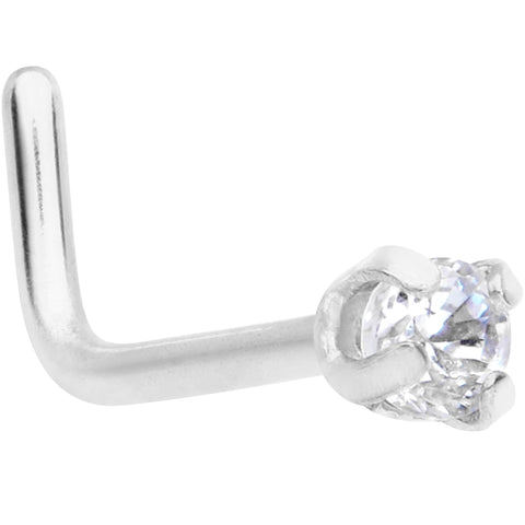 20G 1/4 Clear 2mm CZ Gem L Shaped Nose Ring