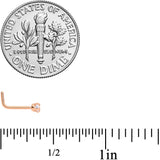 20G 1/4 Clear 2mm CZ Gem Rose Gold Tone L Shaped Nose Ring