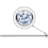 18G 3/4 Clear CZ Gem Grade 23 Titanium Fishtail Nose Ring 2mm