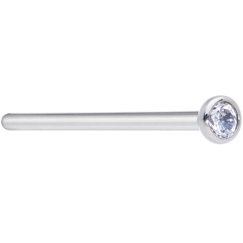18G 3/4 Clear CZ Gem Grade 23 Titanium Fishtail Nose Ring 2.5mm
