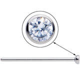 18G 3/4 Clear CZ Gem Grade 23 Titanium Fishtail Nose Ring 2.5mm