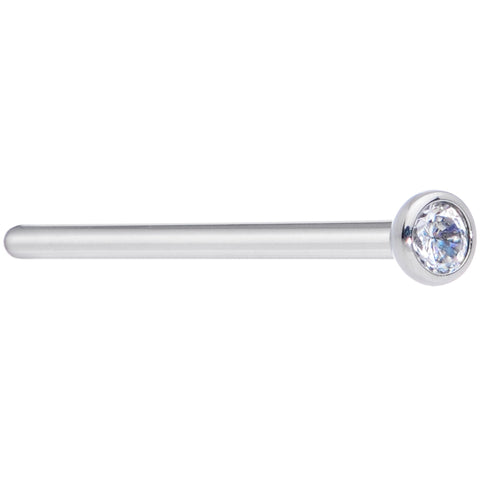 18G 3/4 Clear CZ Gem Grade 23 Titanium Fishtail Nose Ring 3mm