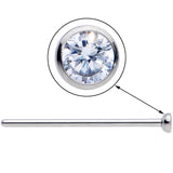 18G 3/4 Clear CZ Gem Grade 23 Titanium Fishtail Nose Ring 3mm