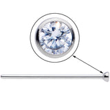 20G 3/4 Clear CZ Gem Grade 23 Titanium Fishtail Nose Ring 2mm