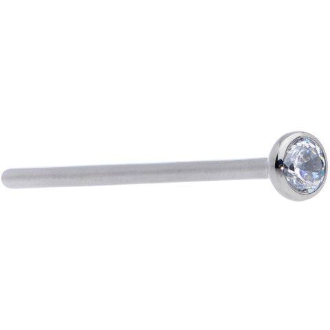 20G 3/4 Clear CZ Gem Grade 23 Titanium Fishtail Nose Ring 2.5mm