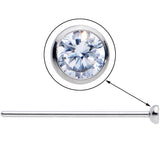 20G 3/4 Clear CZ Gem Grade 23 Titanium Fishtail Nose Ring 2.5mm