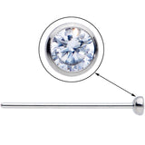 20G 3/4 Clear CZ Gem Grade 23 Titanium Fishtail Nose Ring 3mm