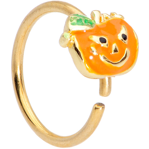 20G 5/16 Gold Tone Pumpkin Halloween Nose Hoop