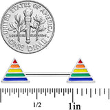 14G 9/16 Rainbow Pride Triangle Barbell Nipple Ring Set
