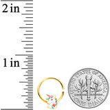 18G 3/8 Gold Tone Rainbow Unicorn Seamless Circular Ring