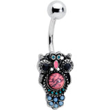 Black Gem Pink Orb Owl Belly Ring